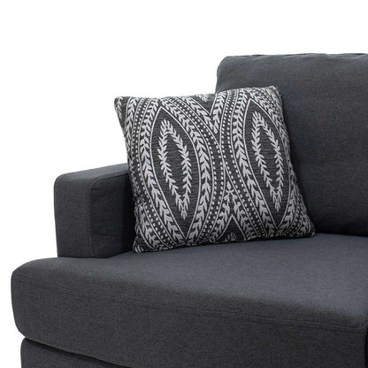 Corner sofa with dark grey Slim pakoworld fabric and two pillows 185x140x70cm