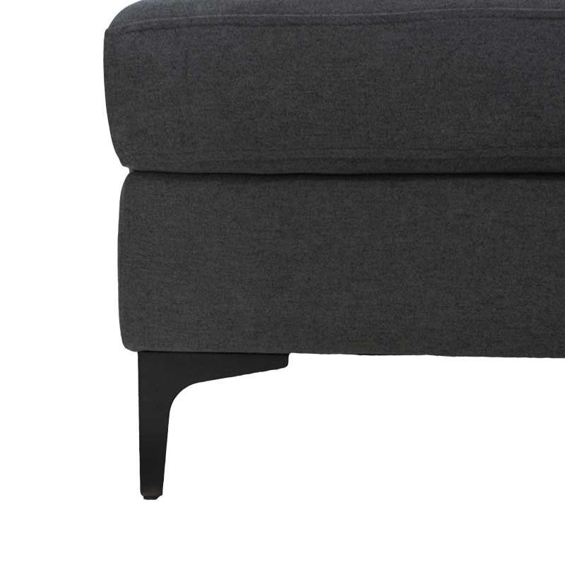 Corner sofa with dark grey Slim pakoworld fabric and two pillows 185x140x70cm