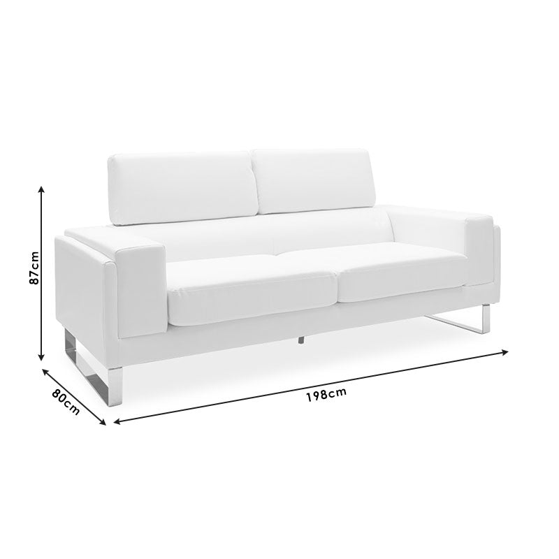 3 seater sofa Shea pakoworld PU ivory-inox 198x80x87cm