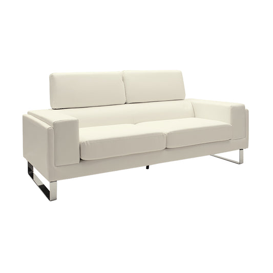 3 seater sofa Shea pakoworld PU ivory-inox 198x80x87cm