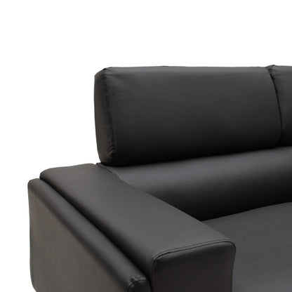 3 seater sofa Shea pakoworld PU black-inox 198x80x87cm