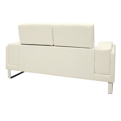 2 seat Sofa Shea pakoworld PU ivory-inox 158x80x87cm