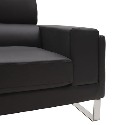 2 seater sofa Shea pakoworld in black pu-inox 158x80x87cm