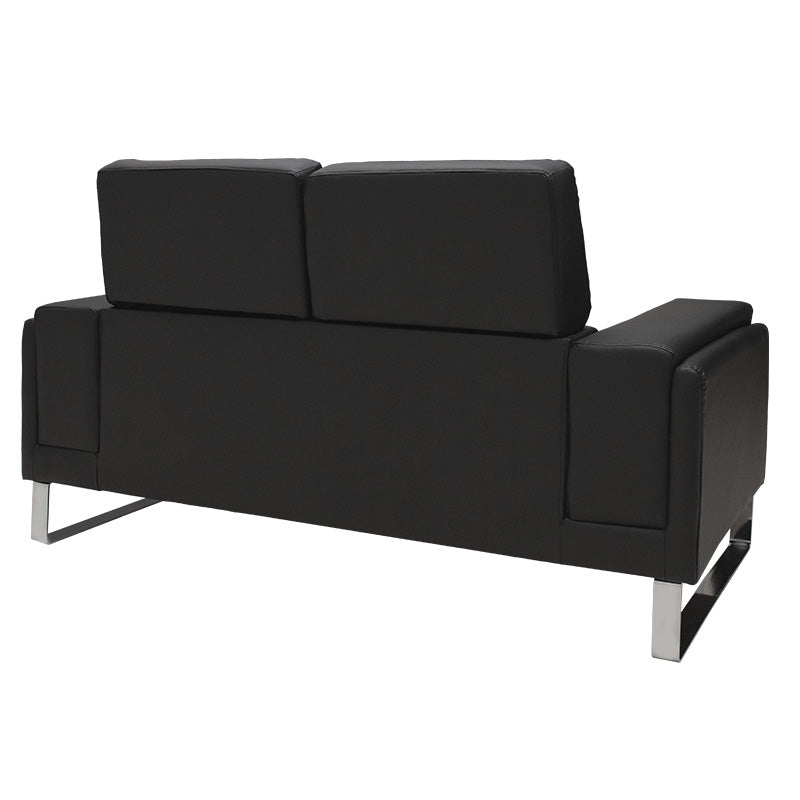 2 seater sofa Shea pakoworld in black pu-inox 158x80x87cm