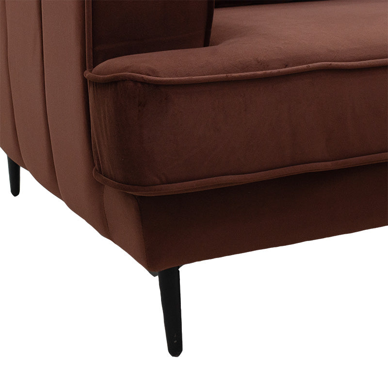 3 seater sofa Celia pakoworld velvet brown 198x86x71cm