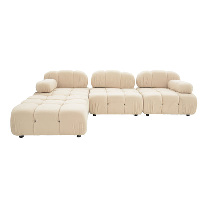 3-seater sofa Hypnotic with beige teddy fabric and two pillows 294x196x76cm