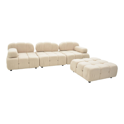 3-seater sofa Hypnotic pakoworld with beige teddy fabric and two pillows 294x98x74cm