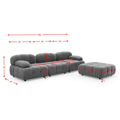 3-seater sofa Hypnotic with beige teddy fabric and two pillows 294x196x76cm