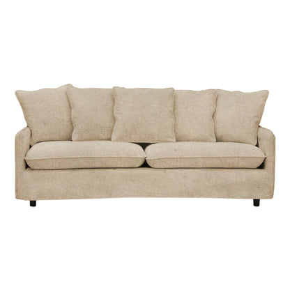 3-seater sofa Interest pakoworld beige fabric with five pillows 196x85x90cm