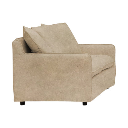 2-seater sofa Interest pakoworld beige fabric with three pillows 140x85x90cm