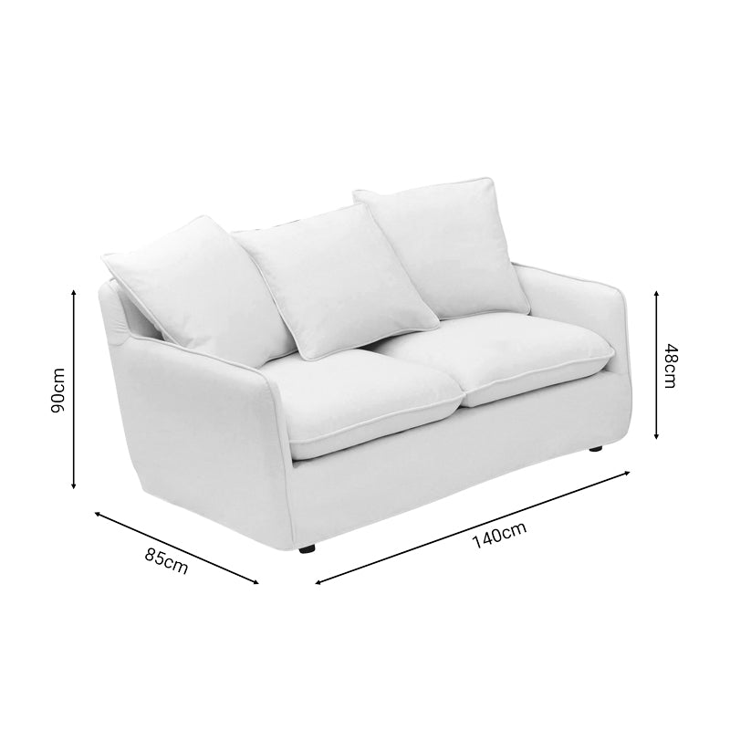 2-seater sofa Interest beige fabric with three pillows 140x85x90cm
