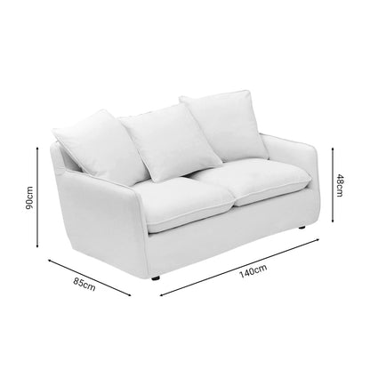 2-seater sofa Interest beige fabric with three pillows 140x85x90cm