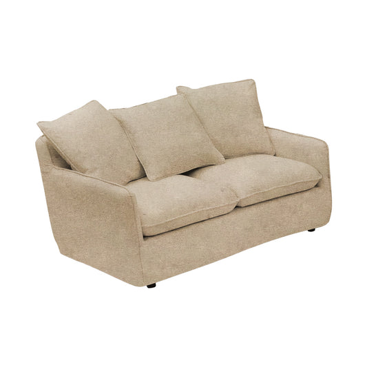 2-seater sofa Interest pakoworld beige fabric with three pillows 140x85x90cm