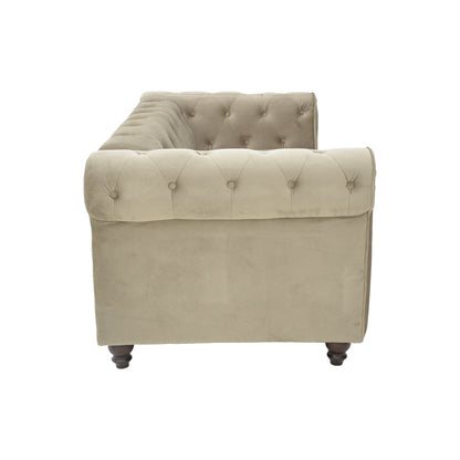 Two-seater sofa Chesterfield type velvet in beige shade 160x84x67cm