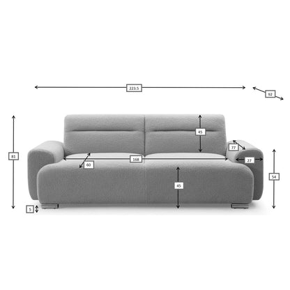 Three-seater sofabed Harmonious boucle beige 223.5x92x81cm
