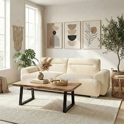 Three-seater sofabed Harmonious boucle beige 223.5x92x81cm