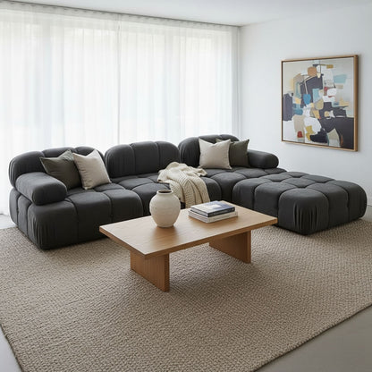 3-seater sofa Hypnotic fabric in grey color 294x196x76cm