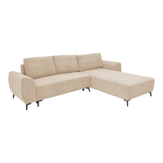 Three-seater sofabed with storage Settee fabric in beige color 286x204x93cm
