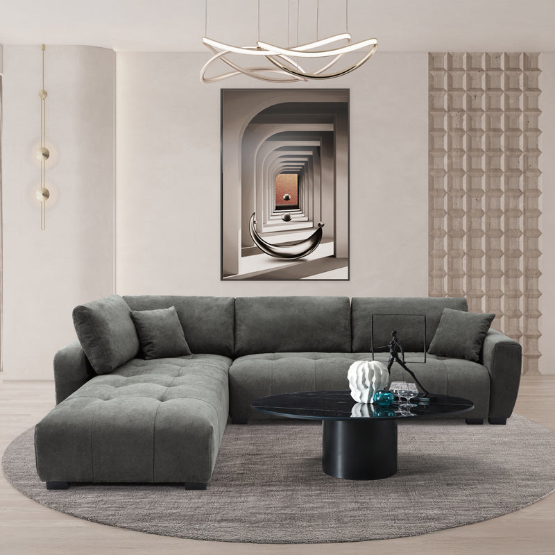 Sofa right corner Gianco pakoworld fabric in grey shade 298x208x85cm