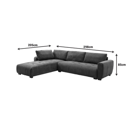 Sofa right corner Gianco pakoworld fabric in grey shade 298x208x85cm