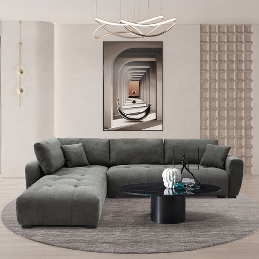 Reversible sofa Gianco fabric in grey shade 298x208x85cm