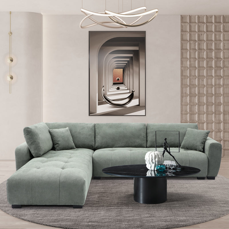 Sofa right corner Gianco pakoworld fabric in mint shade 298x208x85cm