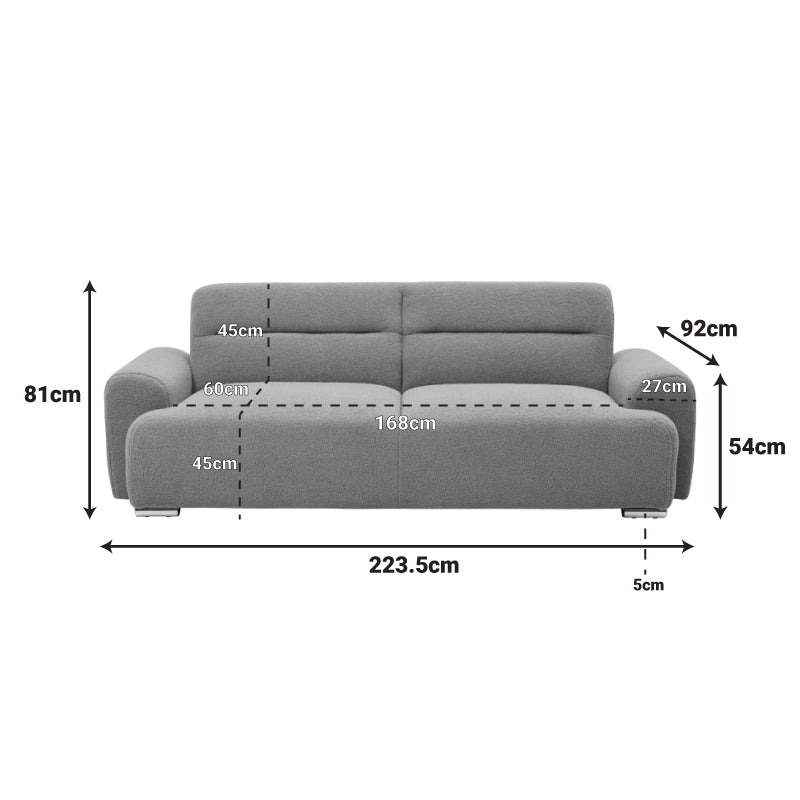 Three-seater sofa Harmonious boucle olive green 223.5x92x81cm