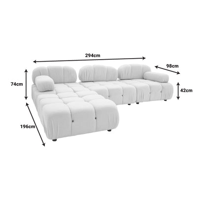 3-seater sofa Hypnotic fabric in grey-beige color 294x196x76cm