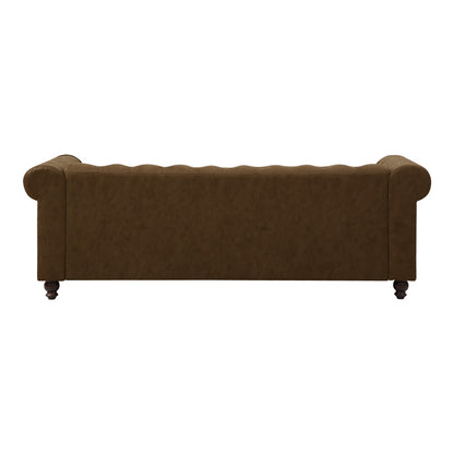 3-seater sofa Chesterfield type antique brown pu 203x84x67cm