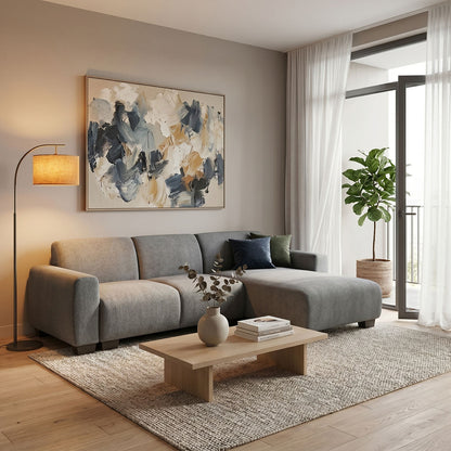 Reversible corner sofa Erros fabric in gray shade 287x161x71cm
