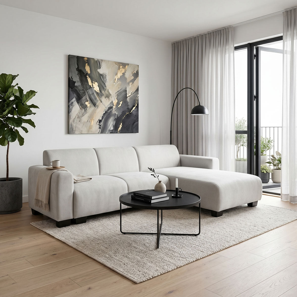 Reversible corner sofa Erros fabric in beige shade 287x161x71cm