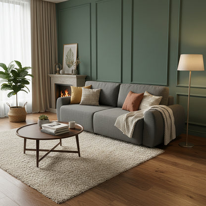 Hungie three-seater sofa bed fabric in grey color 250x92x89cm
