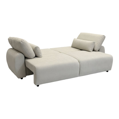 Hungie three-seater sofa bed fabric in beige color 250x92x89cm