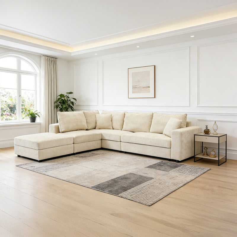 Multi-modal sofa Navaro beige fabric 281x256x85cm