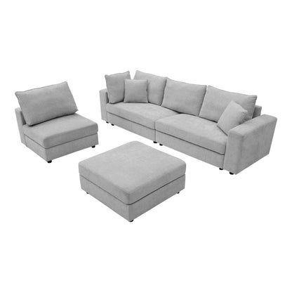 Multi-modal sofa Navaro gray fabric 281x256x85cm