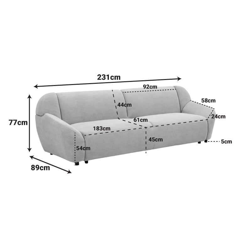 Three-seater sofa Echono beige fabric 230x88x77cm