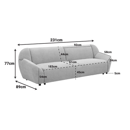 Three-seater sofa Echono beige fabric 230x88x77cm