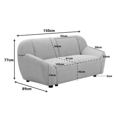 Two-seater sofa Echono anthracite fabric 144x88x77cm