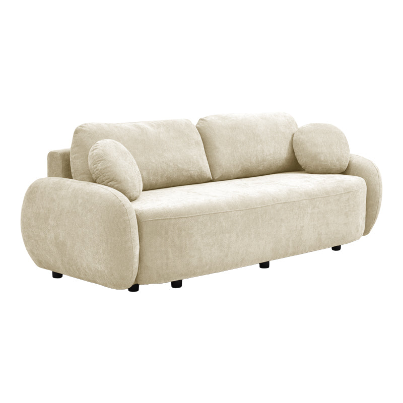 Three-seater sofabed with storage space Sereno beige fabric 233x91x82cm