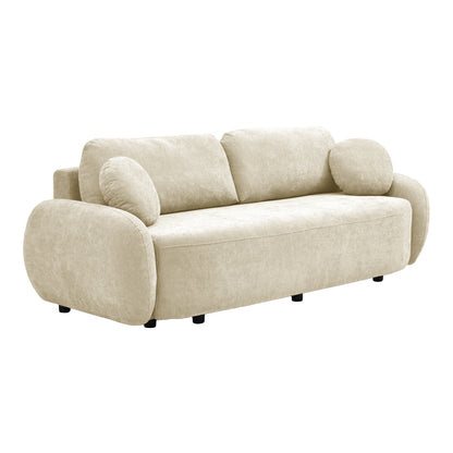 Three-seater sofabed with storage space Sereno beige fabric 233x91x82cm