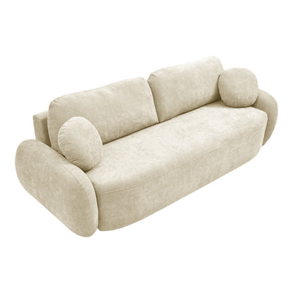 Three-seater sofabed with storage space Sereno beige fabric 233x91x82cm