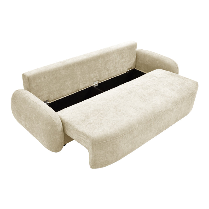 Three-seater sofabed with storage space Sereno beige fabric 233x91x82cm