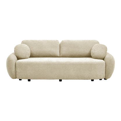 Three-seater sofabed with storage space Sereno beige fabric 233x91x82cm