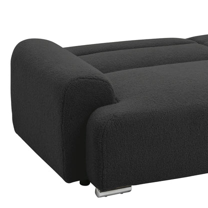 Three-seater sofa bed Harmonious anthracite teddy fabric 223.5x92x81cm