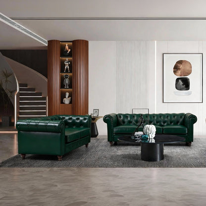 Three-seater sofa Chesterfield pu cypress 203x84x67cm