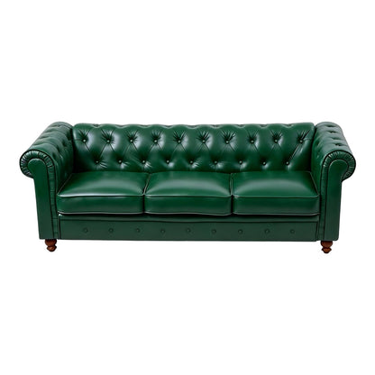 Three-seater sofa Chesterfield pu cypress 203x84x67cm
