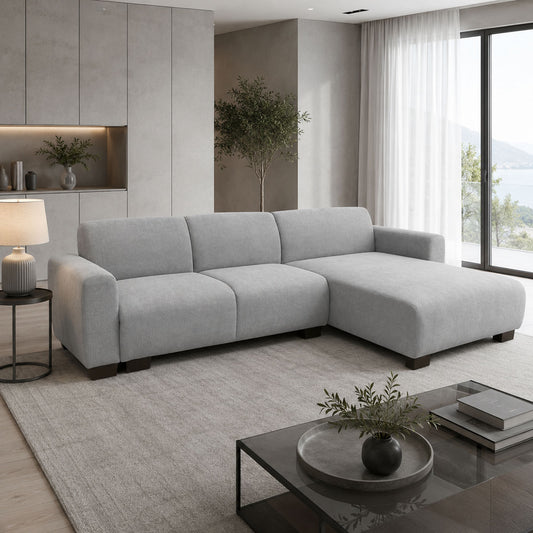 Reversible corner sofa Erros fabric in light grey color 287x161x71cm