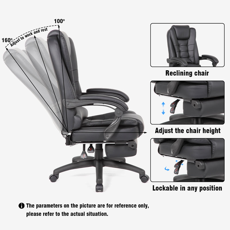 Manager office chair with footrest Acel pakoworld pu black158x63x117.5cm