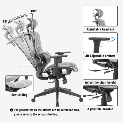 Manager office chair Konilo pakoworld mesh grey 82.5x63.5x114cm