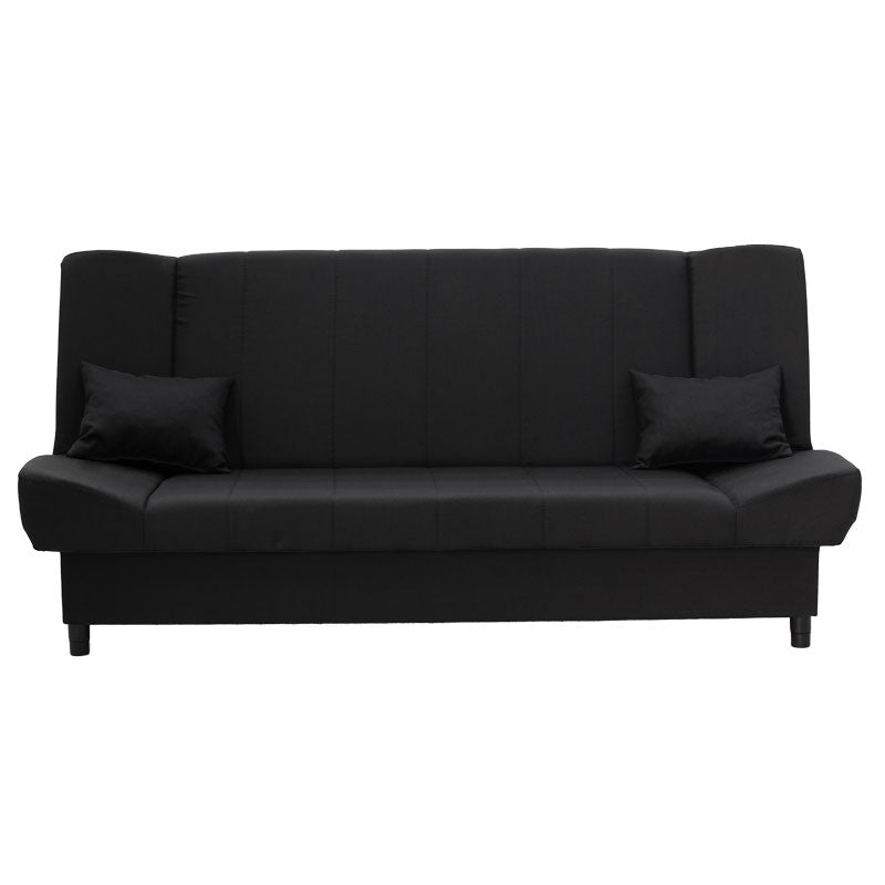 Sofa - bed Tiko pakoworld with storage space fabric in black color 200x85x90cm